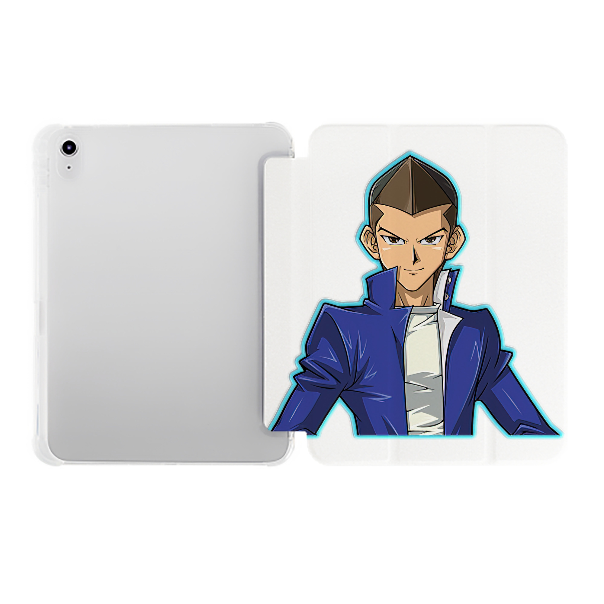 （画像用） 遊☆戯☆王 Yu-Gi-Oh! IPad ケース ペン収納付き 三つ折りスタンド PUレザー×シリコン 対応機種9.5/10.5/10.9インチ